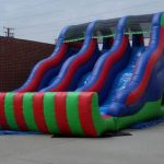 Inflatable 18′ Triple Lane Wet and Dry Water Slide W107